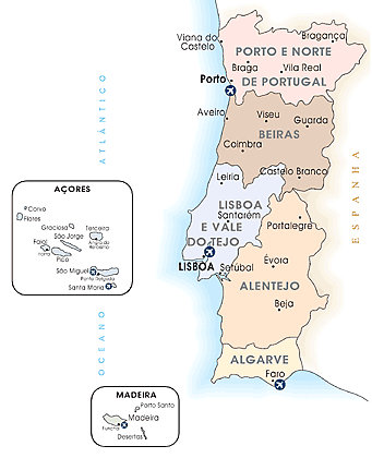 Mapa Portugal Regiões